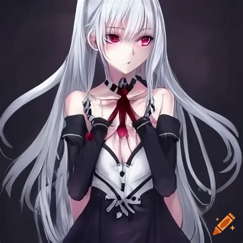 yandere fem|yandere girl with white hair.